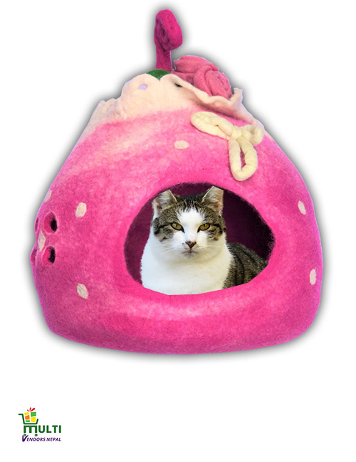 Pink Home Cat Cave Bed