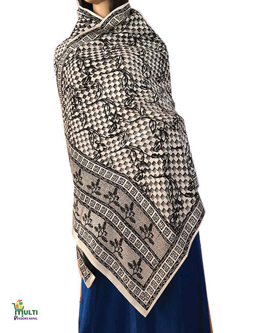 203 B -Block  Printed Silk Stole