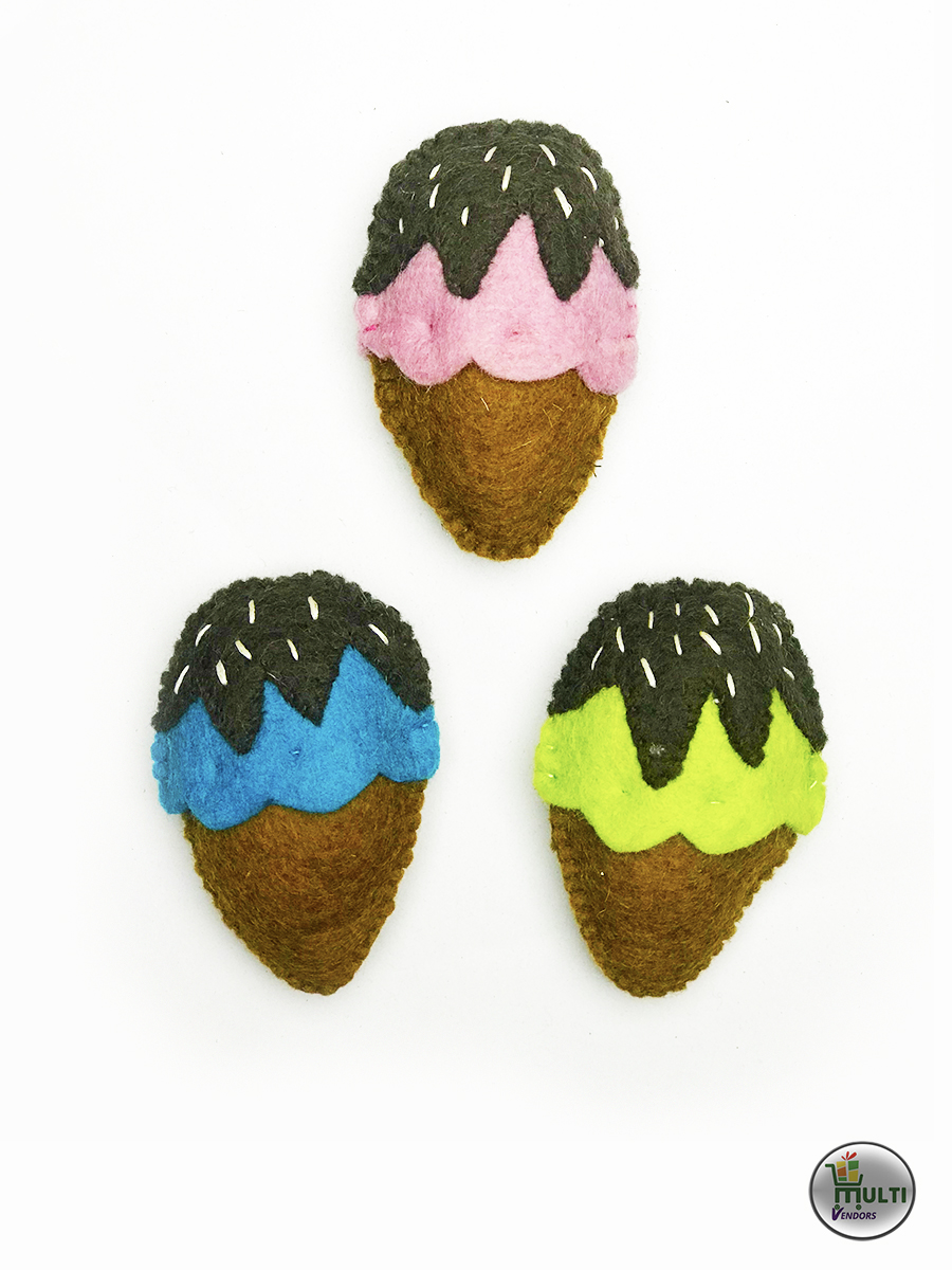 Ice Cream Cone Design Felt Cat Toys Set - MVSEB 1139