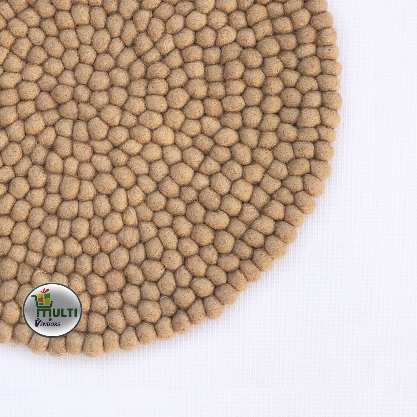 Round Beige Color Felt Ball Rug -MVSEB-PB- 21524