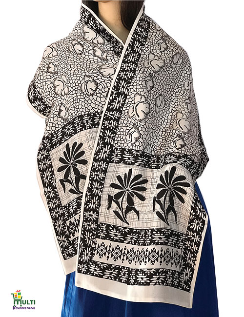 PB-204-BLOCK PRINTED SILK MUFLER