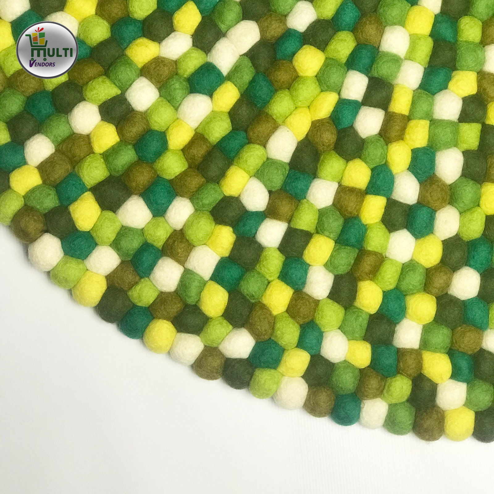 Round  Multi Color Felt Ball Rug -21502C