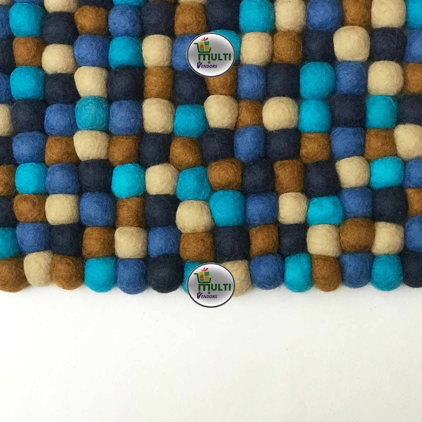 Rectangular  Multi Color Felt Ball Rug -MVSEB-C 21516