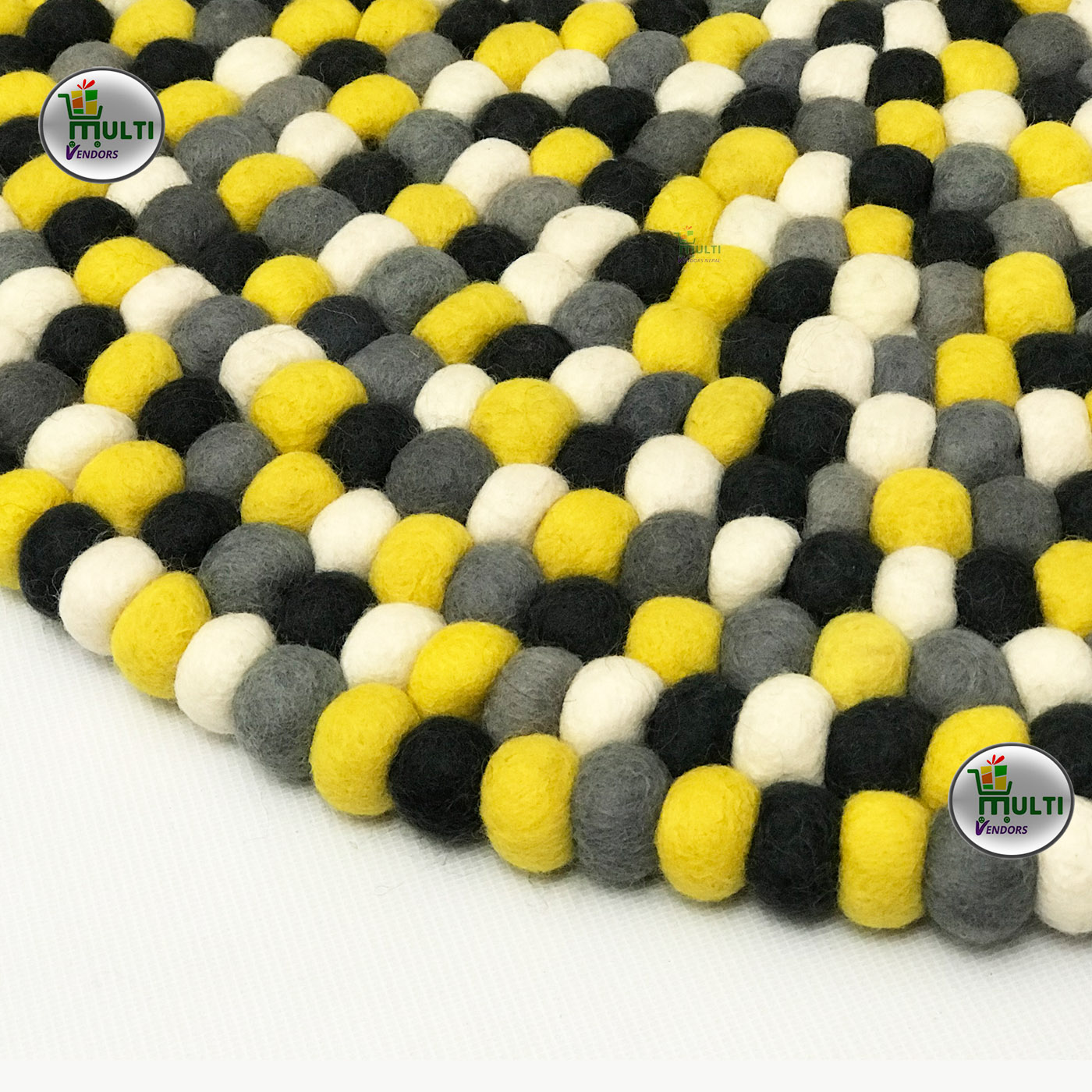 Round  Multi Color Felt Ball Rug -21508A