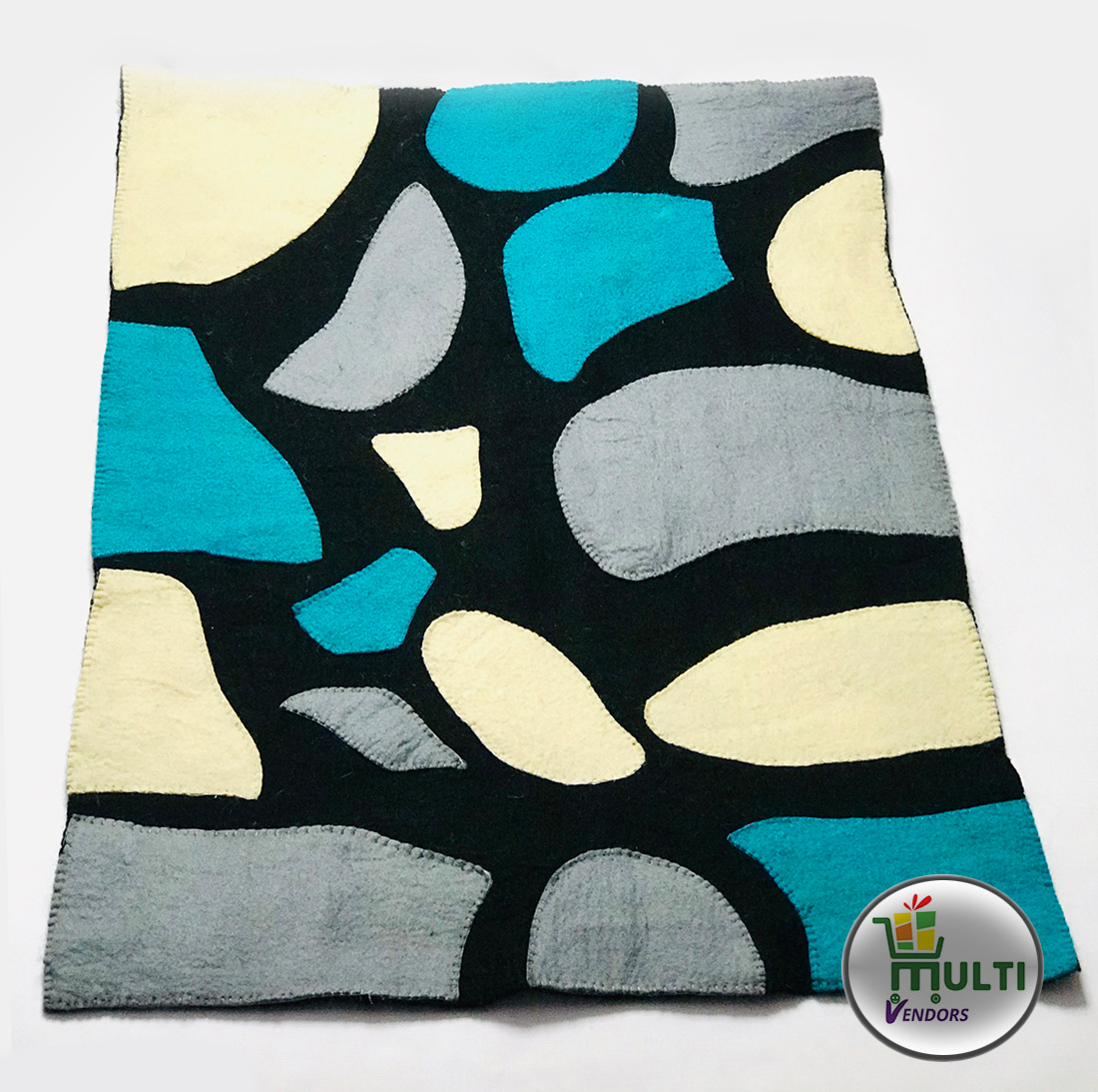 Black Floor Stone Pattern Carpet-M.V.S.H-E--037