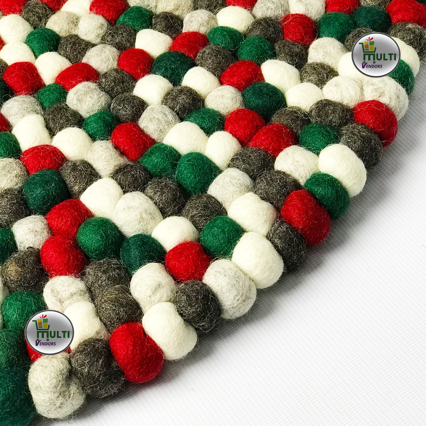Round  Multi Color Felt Ball Rug -21504A