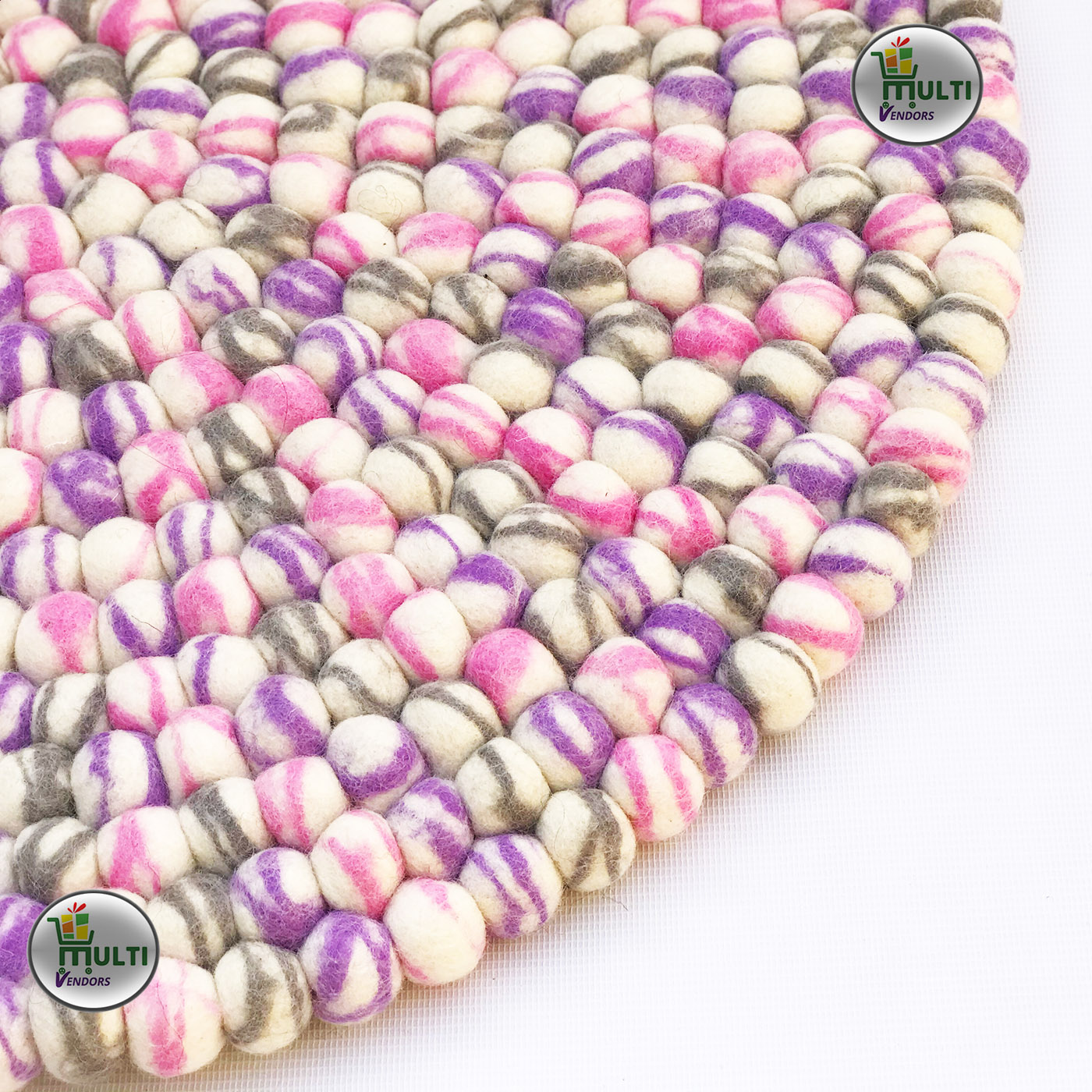 Round Marble Pebbles Design Felt Rug - MVSEB-WP- 21522