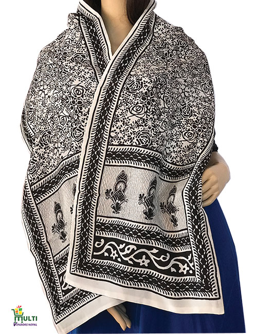 205 B -Block  Printed Silk Mufler 