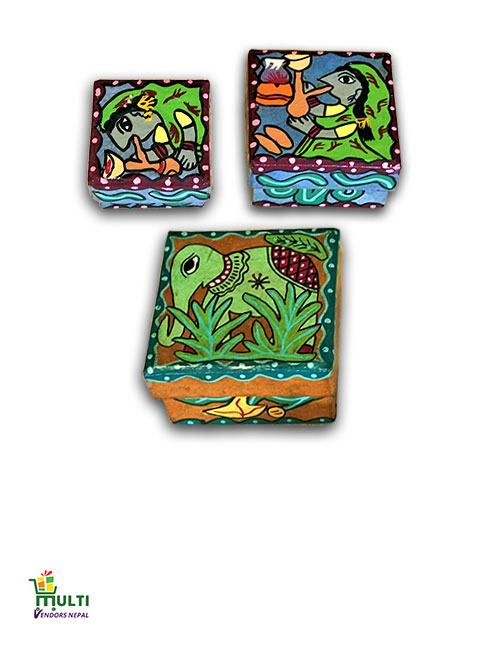 M.V.S-15-Mithila Art-Paper Gift Box Set of 3
