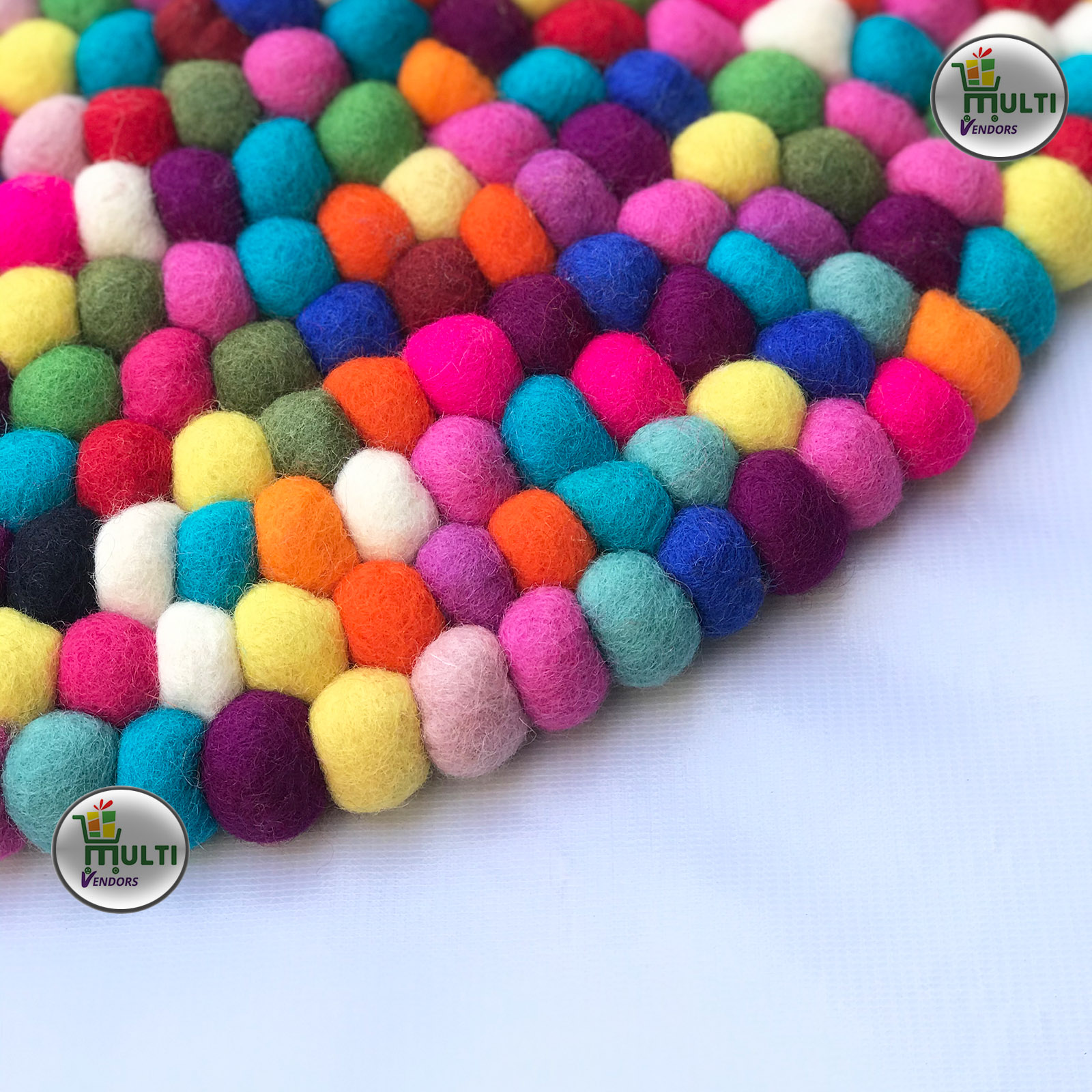 Round Multi Color Felt Ball Rug -21503A
