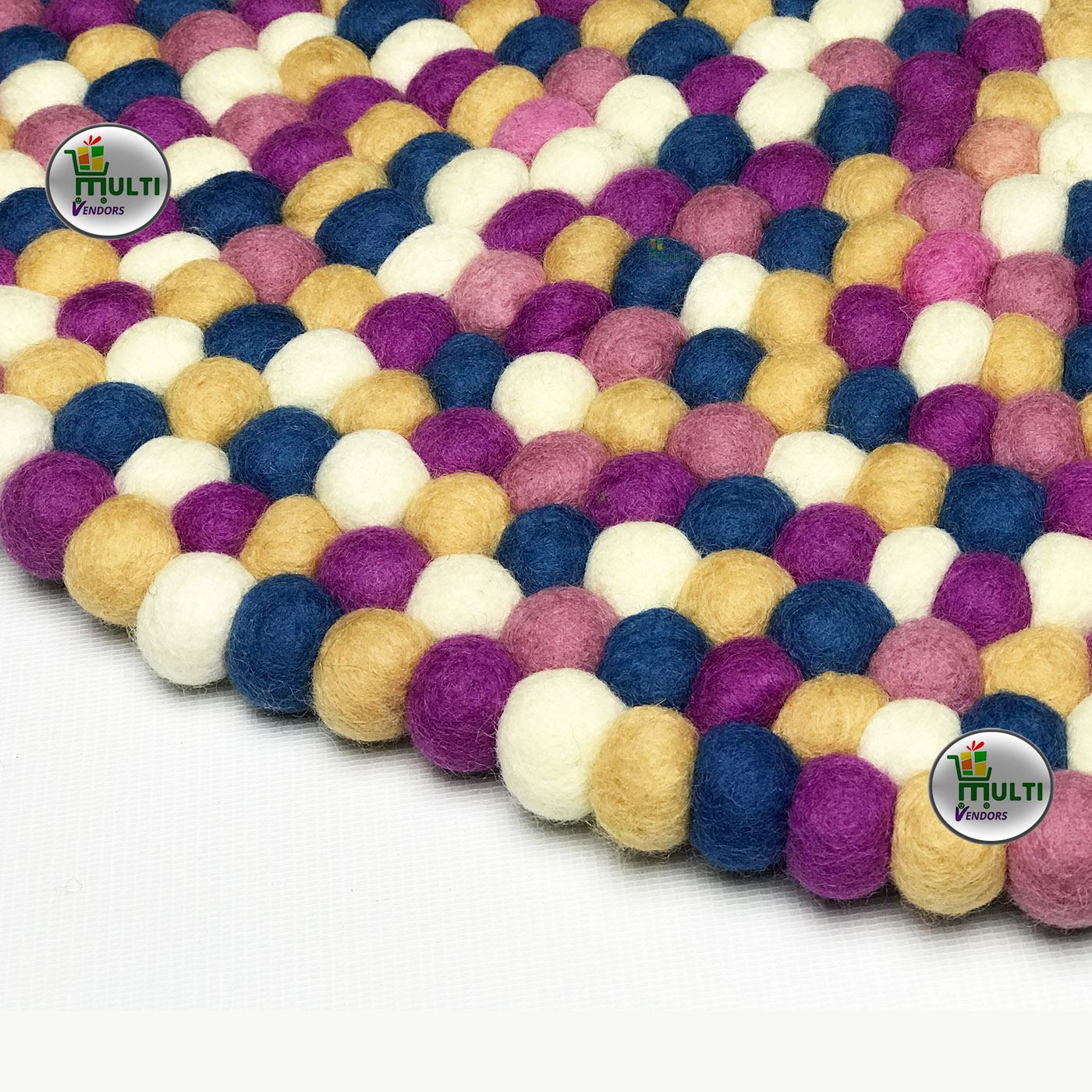 Round  Multi Color Felt Ball Rug -21509A
