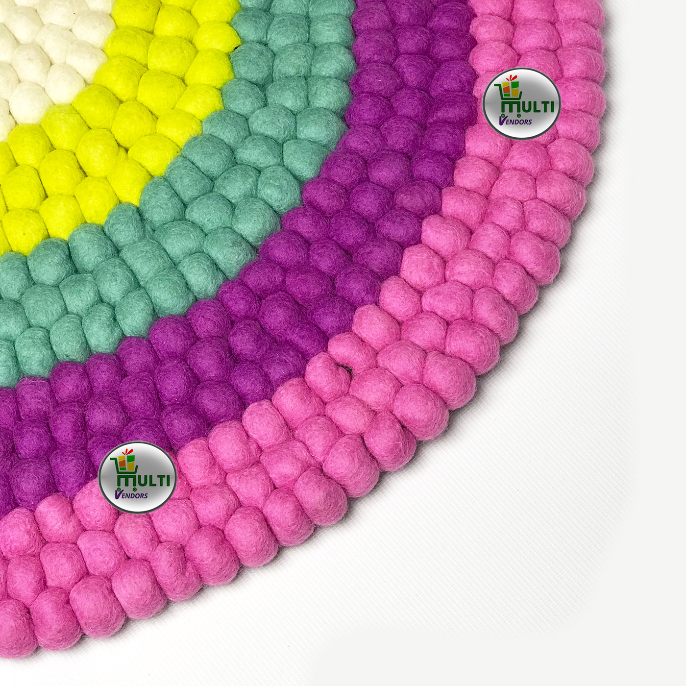Round  Multi Color Felt Ball Rug -21506A