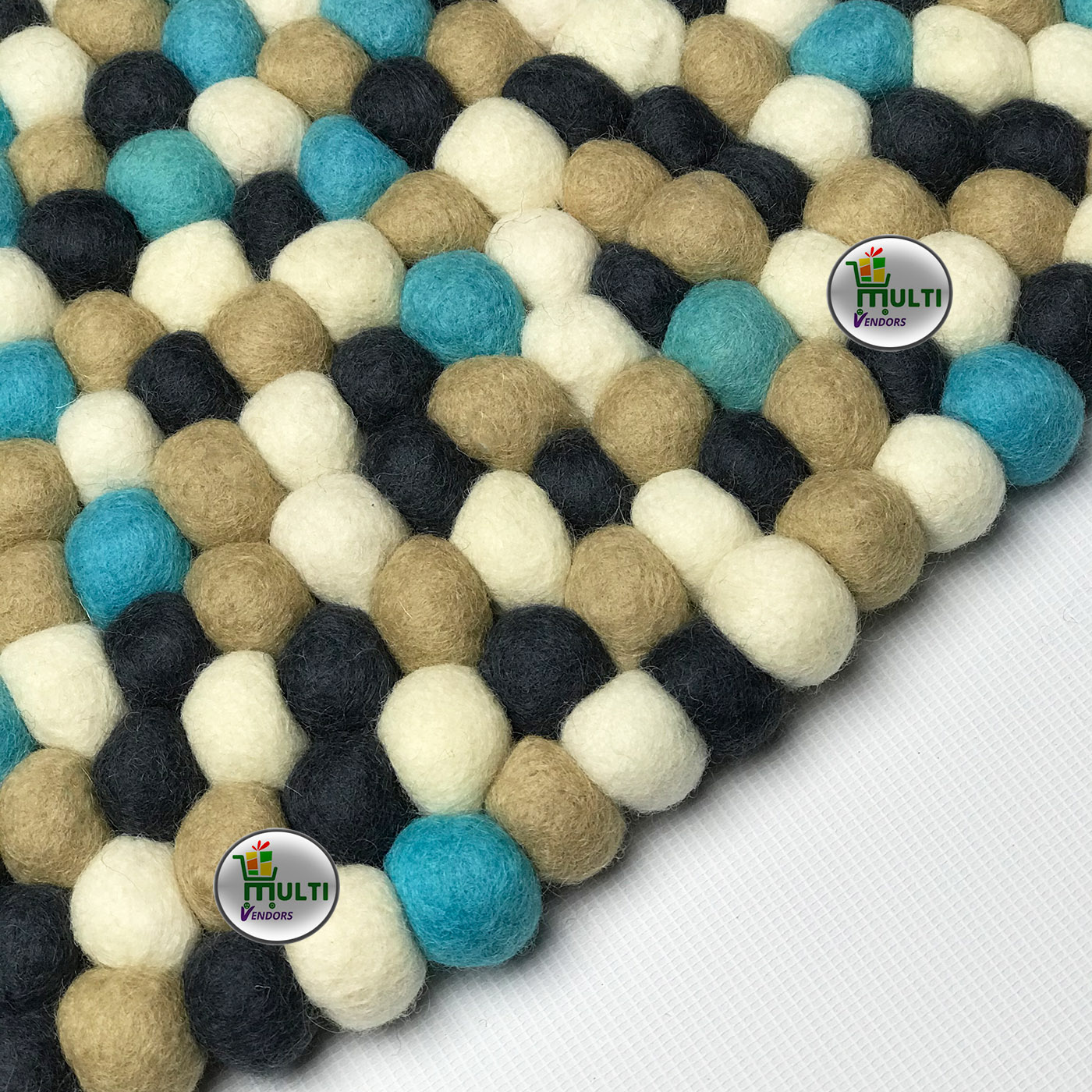 Round  Multi Color Felt Ball Rug -21507A