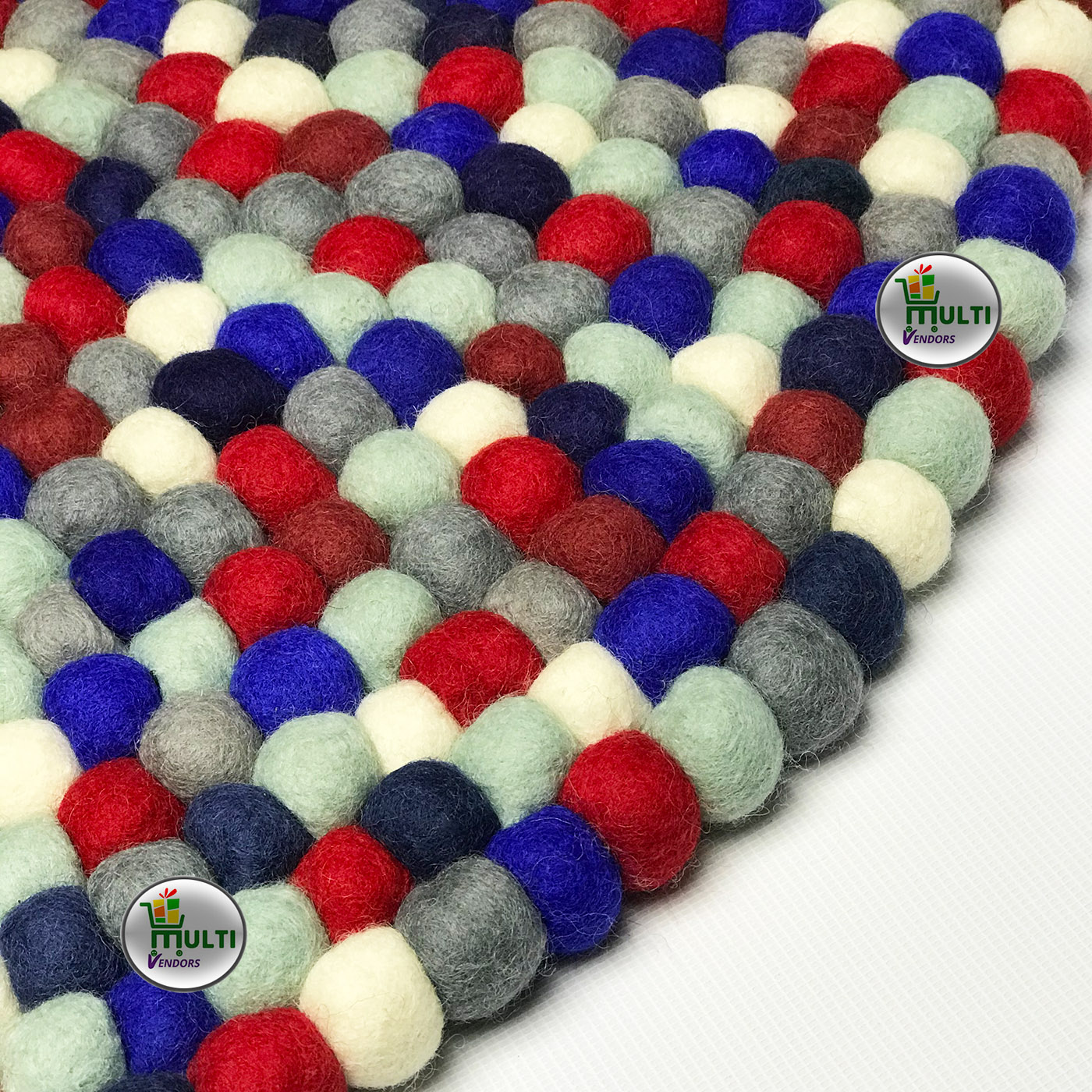 Round  Multi Color Felt Ball Rug -21505A