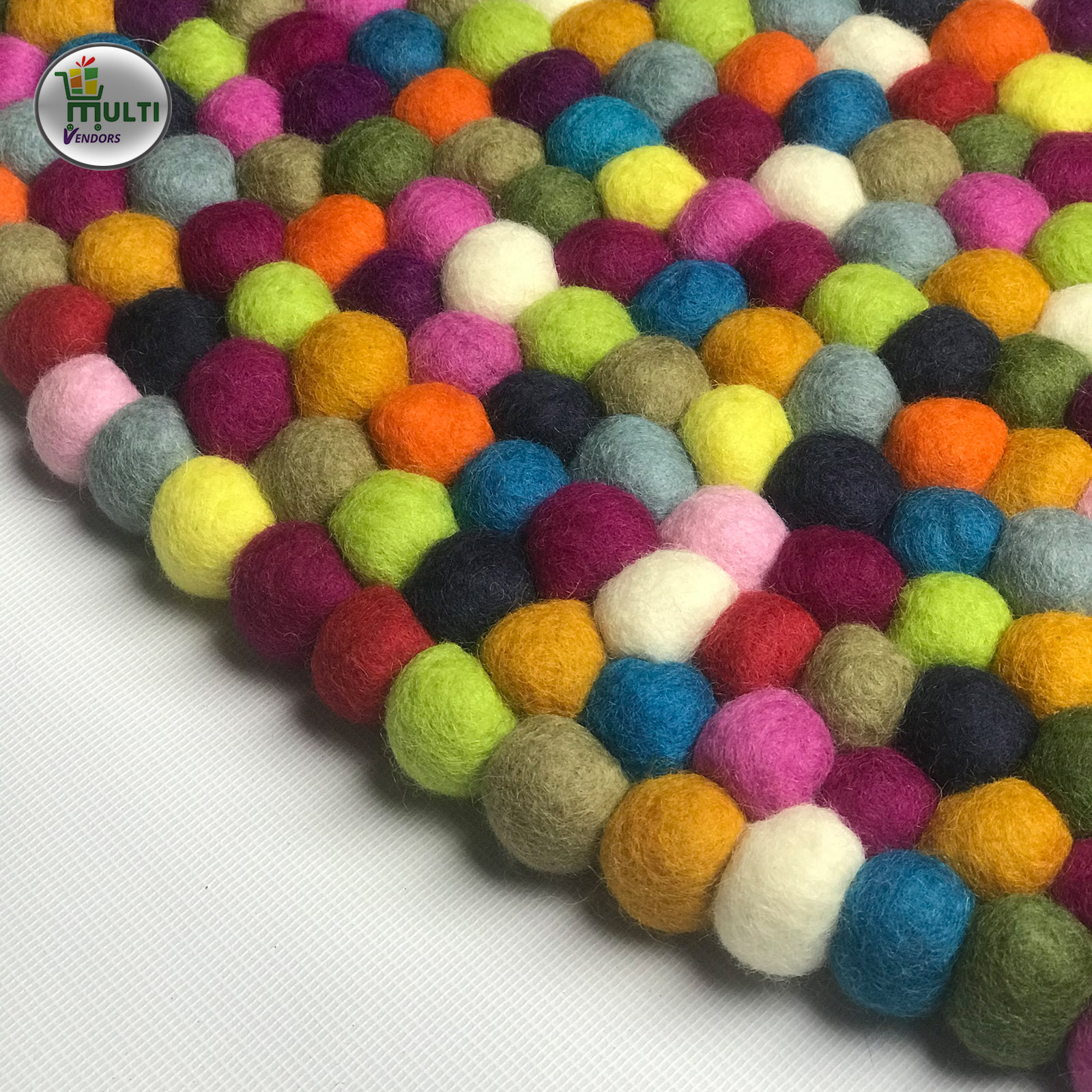 Round  Multi Color Felt Ball Rug -21501A