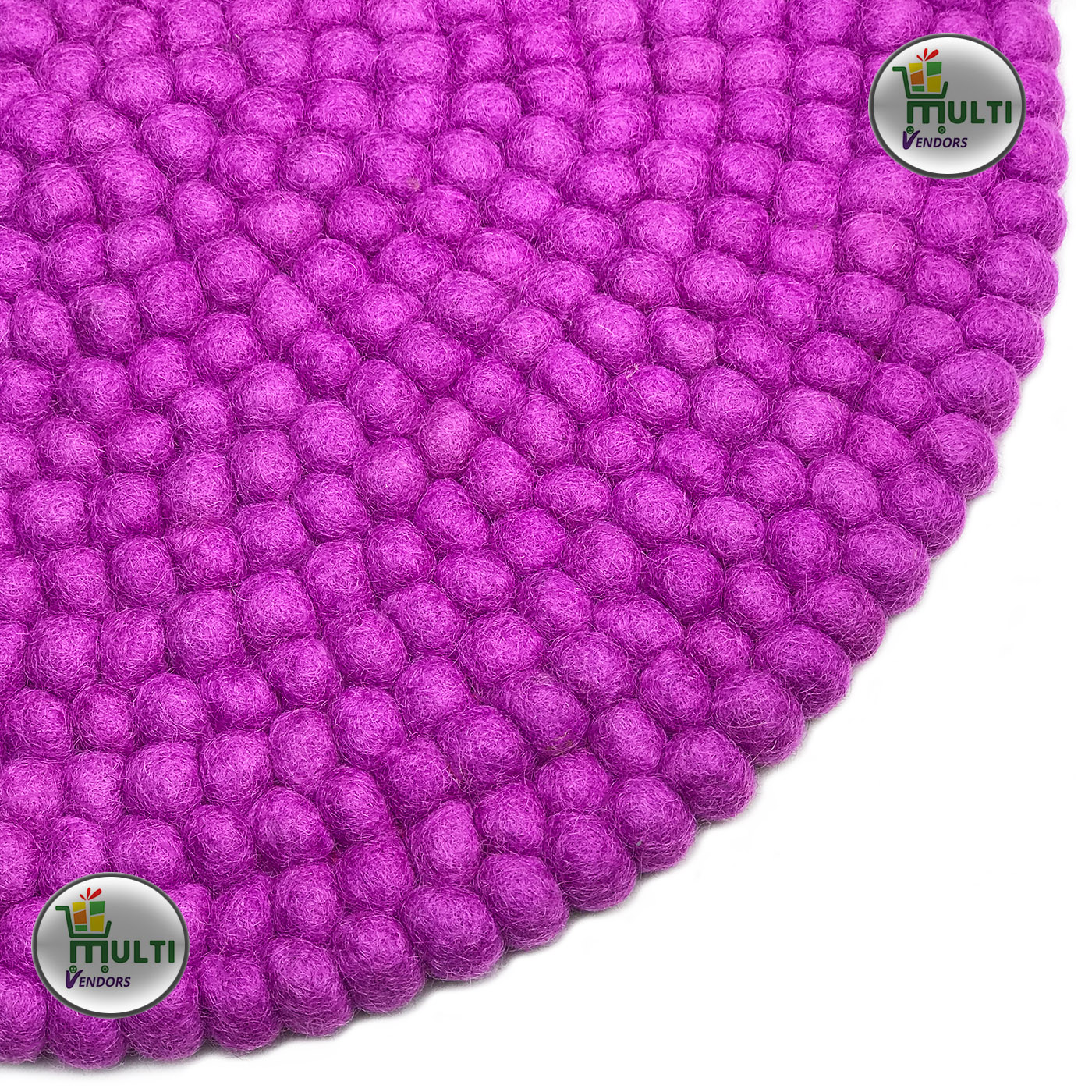 Round Magenta Color Felt Ball Rug -PU-21519