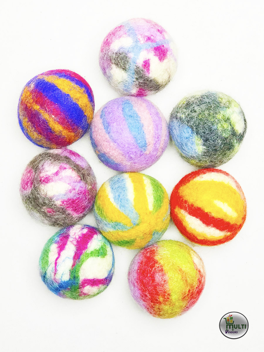 Set of Mix Color Shaded  Nine Felt Ball Toy Set- MVSEB-1141