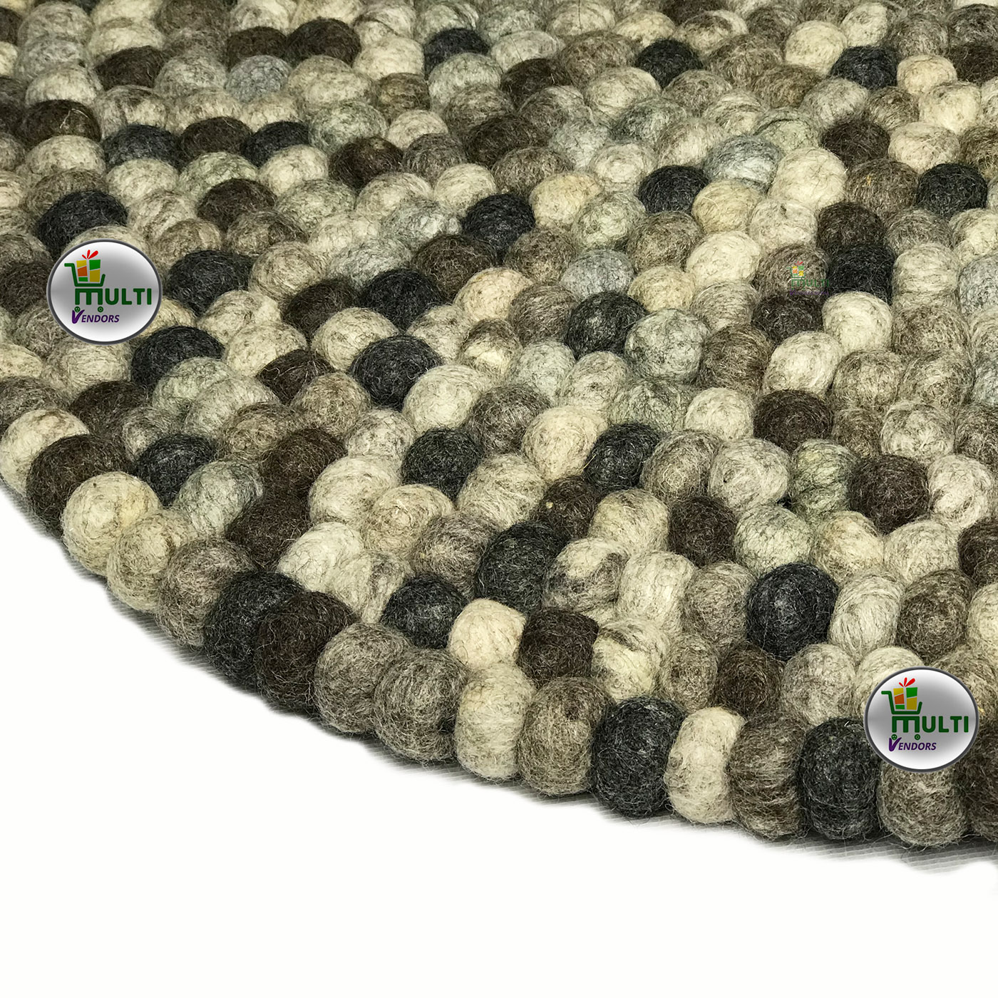 Round 100% Natural Felt Ball Rug -21510A