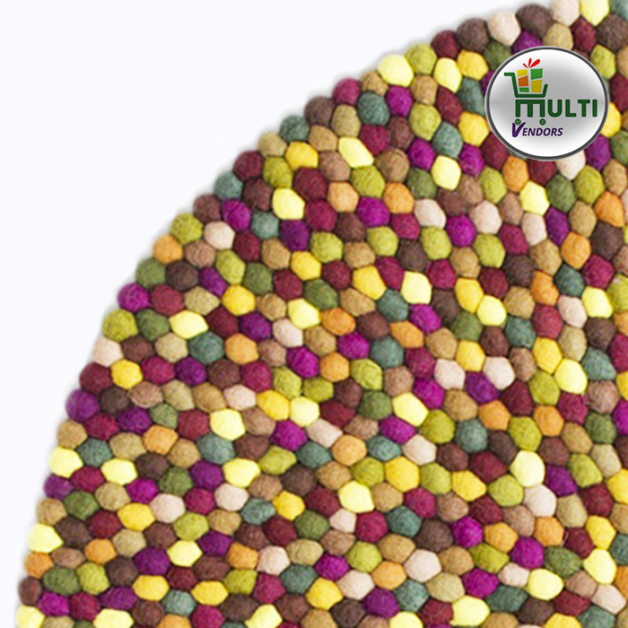 Round  Multi Color Felt Ball Rug M.V.N.U-01-20