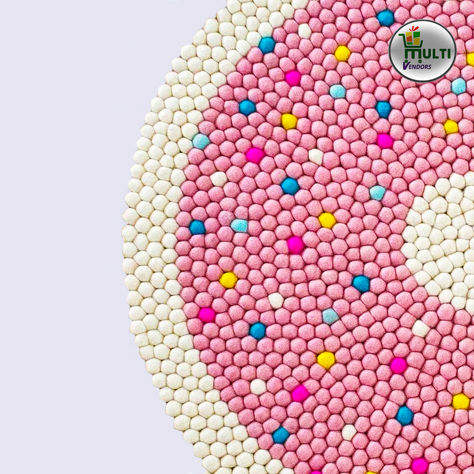 Round  Multi Color Felt Ball Rug -M.V.F.P-110.
