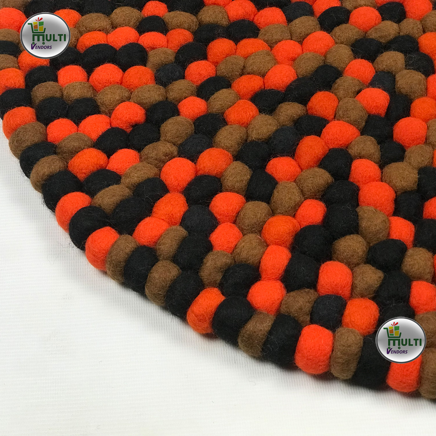 Round  Multi Color Felt Ball Rug -C 21524
