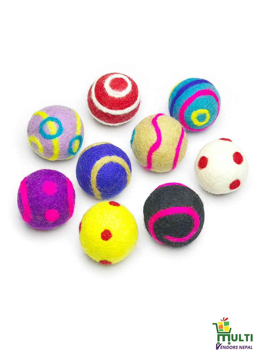 Set of Assorted Nine Felt Ball Toy Set- MVN-1091