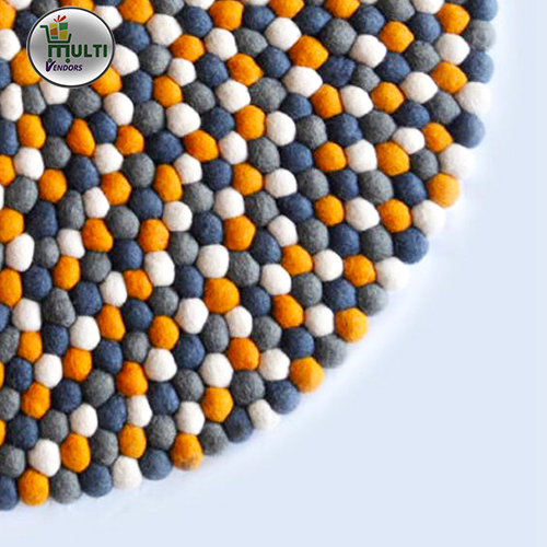 Round  Multi Color Felt Ball Rug -MVSEBS-FR-201